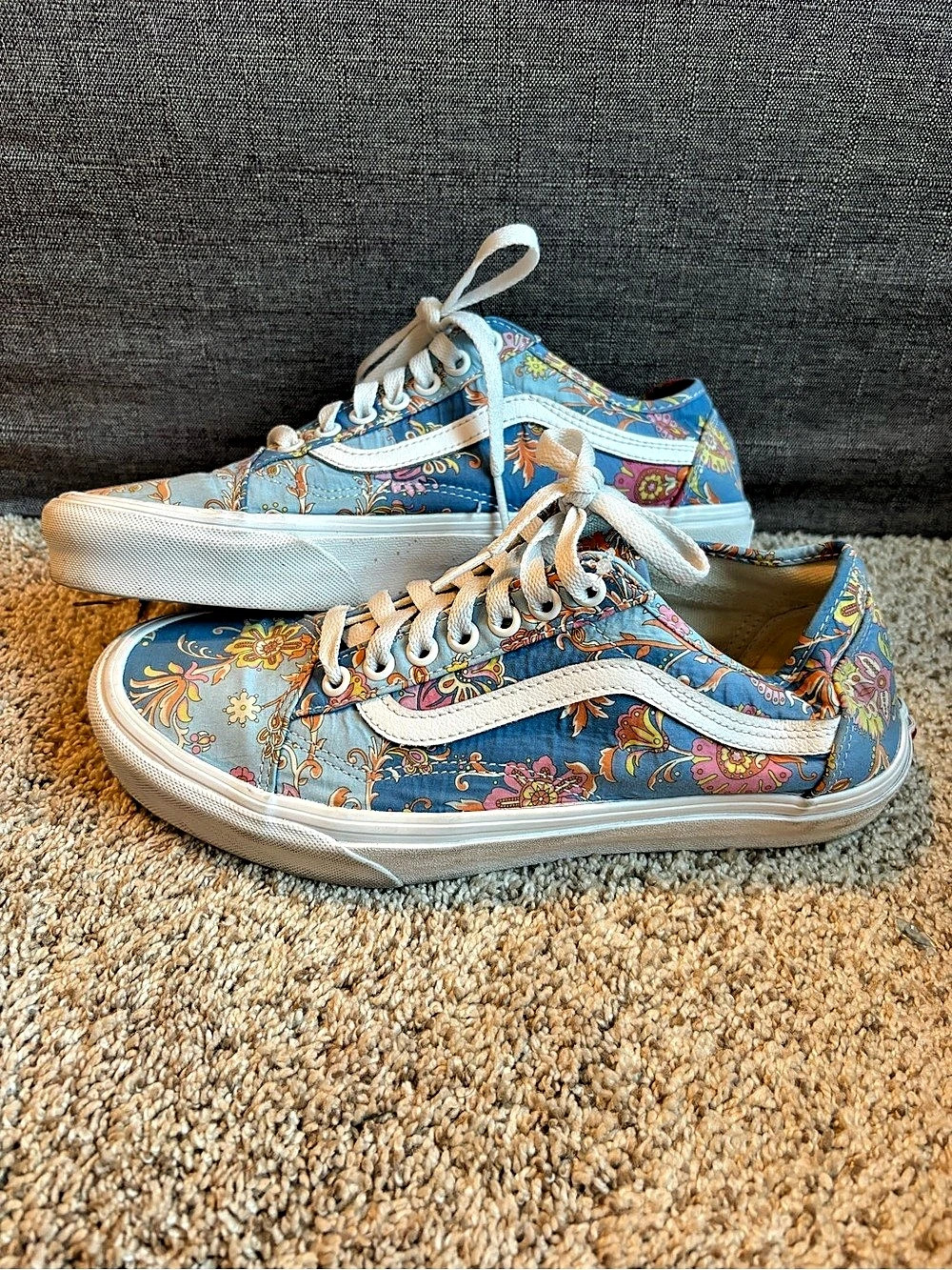Vans Old Skool Blue Floral Paisley Sneakers Blue & White US 9.5